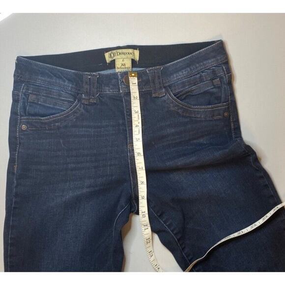 Democracy Ab Technology Crop Jeans Blue Dark Wash Raw Hem Stretch Women Sz 6 - Picture 11 of 12